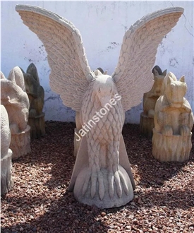 White Sandstone Elephant Sculptures