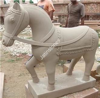 White Sandstone Elephant Sculptures