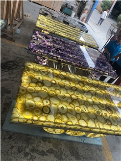 Backlit Agate Dining Table Top Restaurant Table Tops