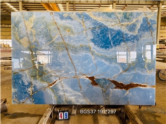 Translucent Background Wall Backlit Blue Onyx Slabs