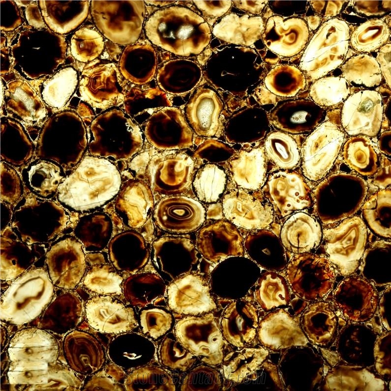 Black Agate Semiprecious Stone Tile