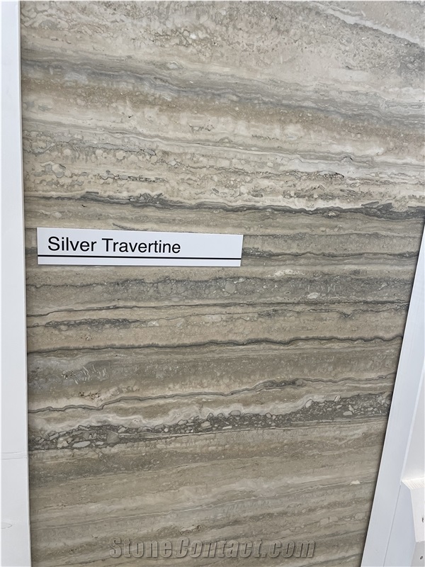 Roman Silver Travertine Slab
