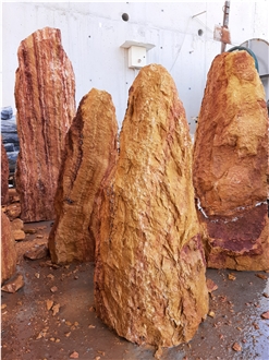 Gala Gold Travertine Finch Stone Garden Monolith