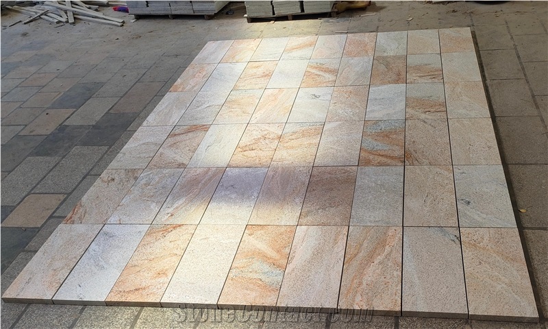 Sahara Granite Fantasy Gold Tiles Flamed