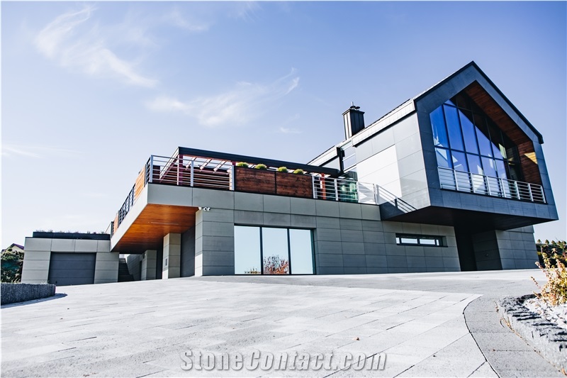 Grey Mecina Sandstone Exterior Wall Project