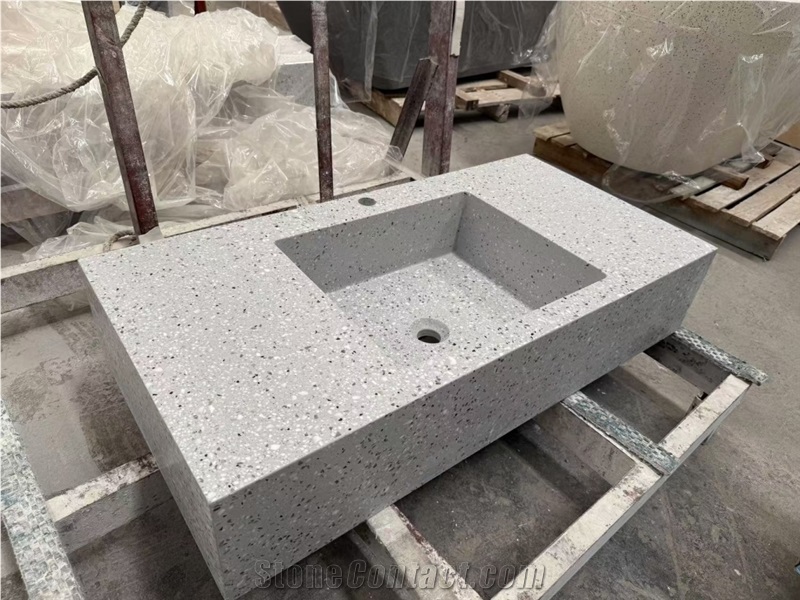 Terrazzo Grey Artificial Stone Bathroom Sink