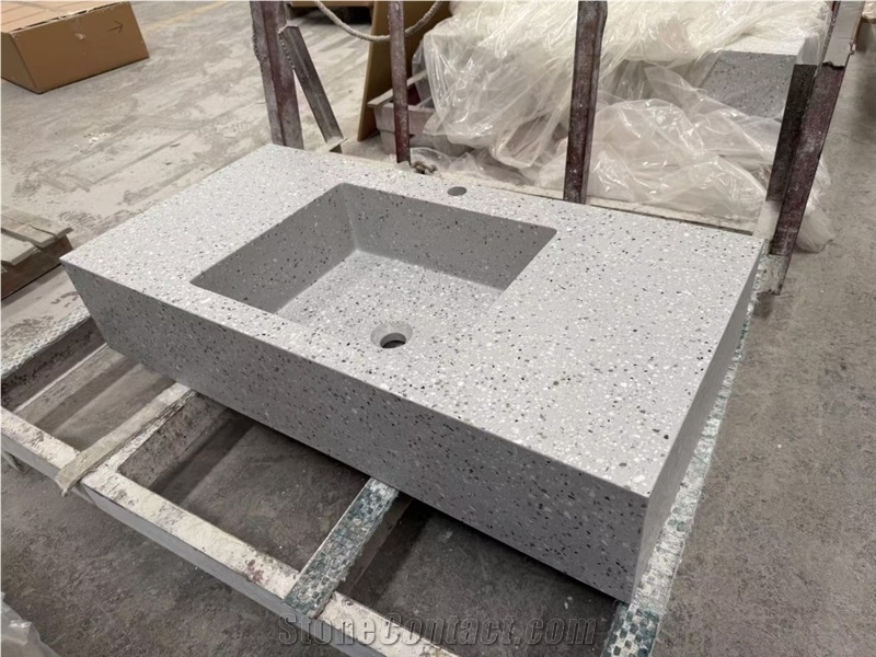 Terrazzo Grey Artificial Stone Bathroom Sink