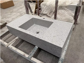 Terrazzo Grey Artificial Stone Bathroom Sink