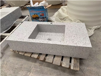Terrazzo Grey Artificial Stone Bathroom Sink