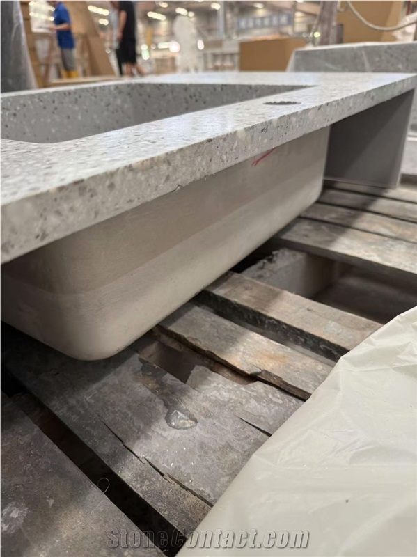 Terrazzo Grey Artificial Stone Bathroom Sink