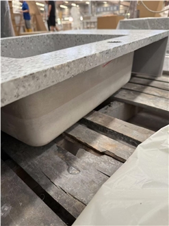 Terrazzo Grey Artificial Stone Bathroom Sink