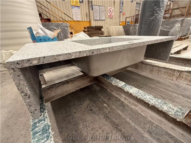 Terrazzo Grey Artificial Stone Bathroom Sink