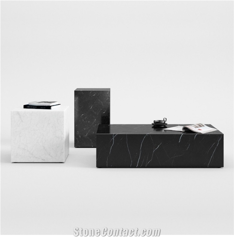 Black Marquina Side Table Plinth