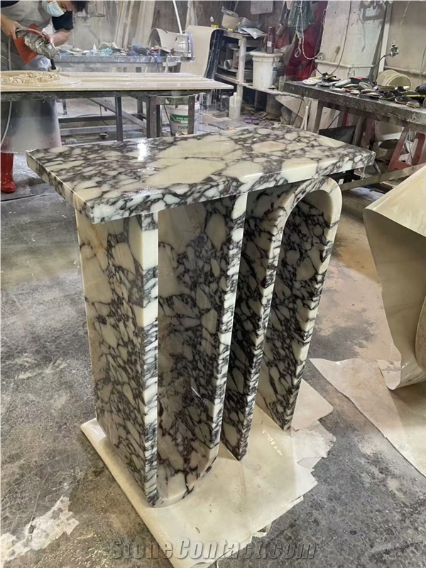 Customized Calacatta Viola Marble Console Table