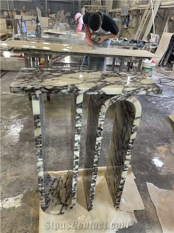 Customized Calacatta Viola Marble Console Table