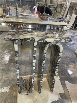 Customized Calacatta Viola Marble Console Table