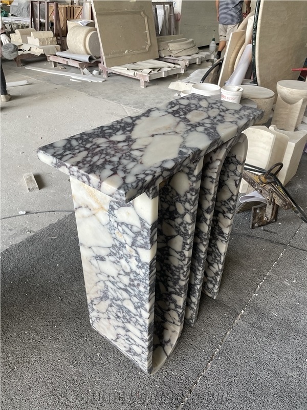 Customized Calacatta Viola Marble Console Table