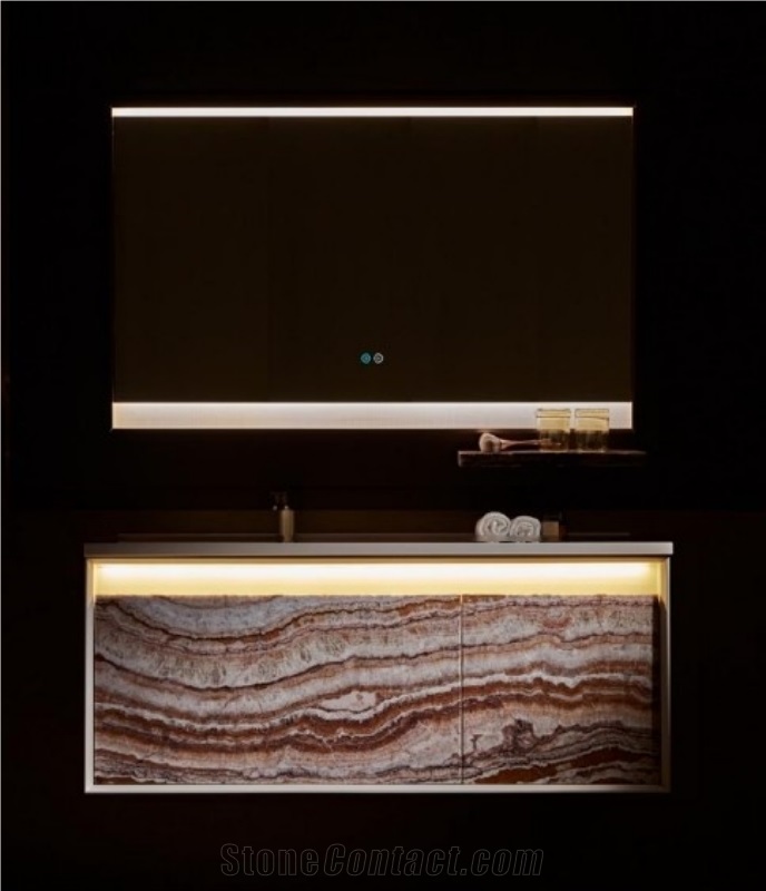 Dragon Onyx Vanity Sink Power Room Bathroom Design
