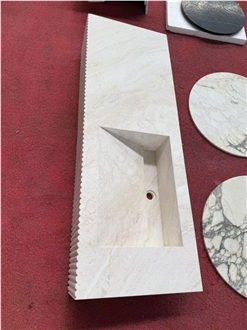 Italian Super White Travertine Vanity Unit With Sink