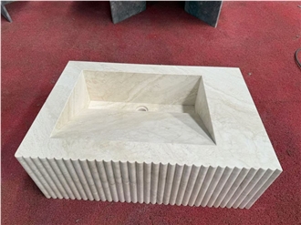 Italian Super White Travertine Vanity Unit With Sink