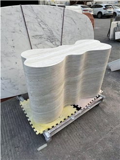 Light Silver Travertine Decorative Furniture Plinth Light Silver Travertine Decorative Furniture Plinth