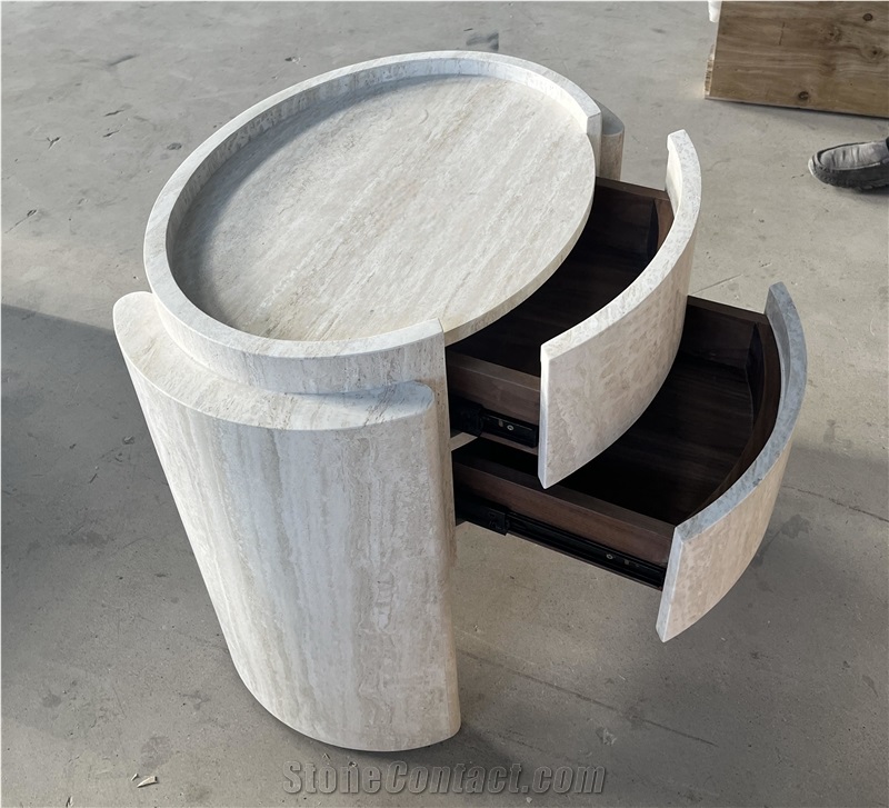 Super White Travertine Night Stand Furniture