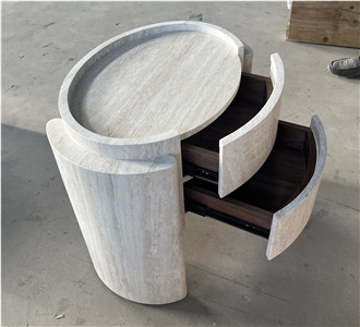 Super White Travertine Night Stand Furniture