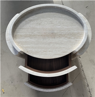 Super White Travertine Night Stand Furniture