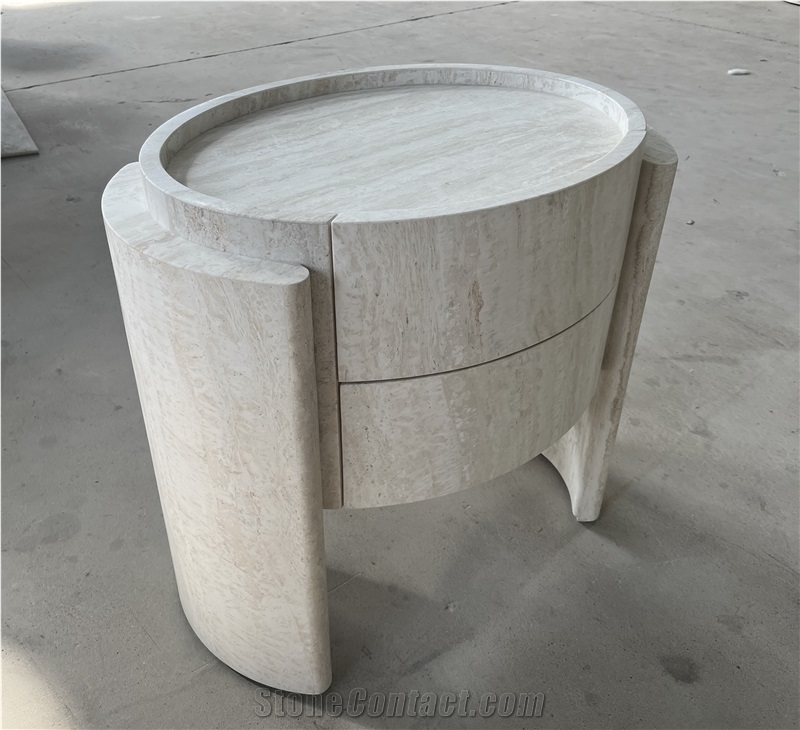 Super White Travertine Night Stand Furniture