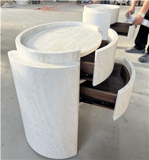 Super White Travertine Night Stand Furniture