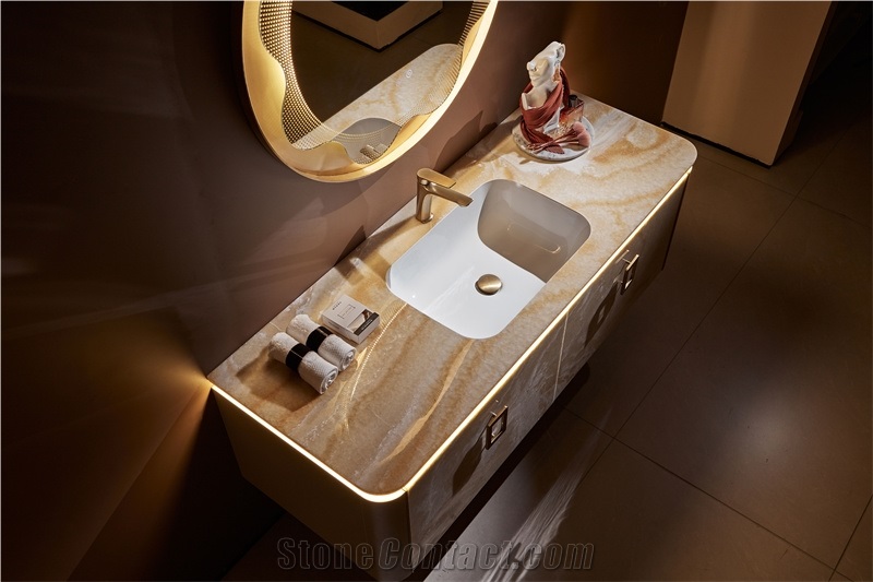 Yellow Onyx Bathroom Top With Sink Bathroom Design