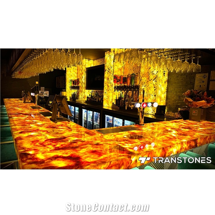 Luxury Polished Translucent Alabaster Bar Tops