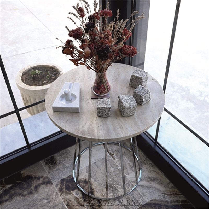 Travertine Round  Coffee Table