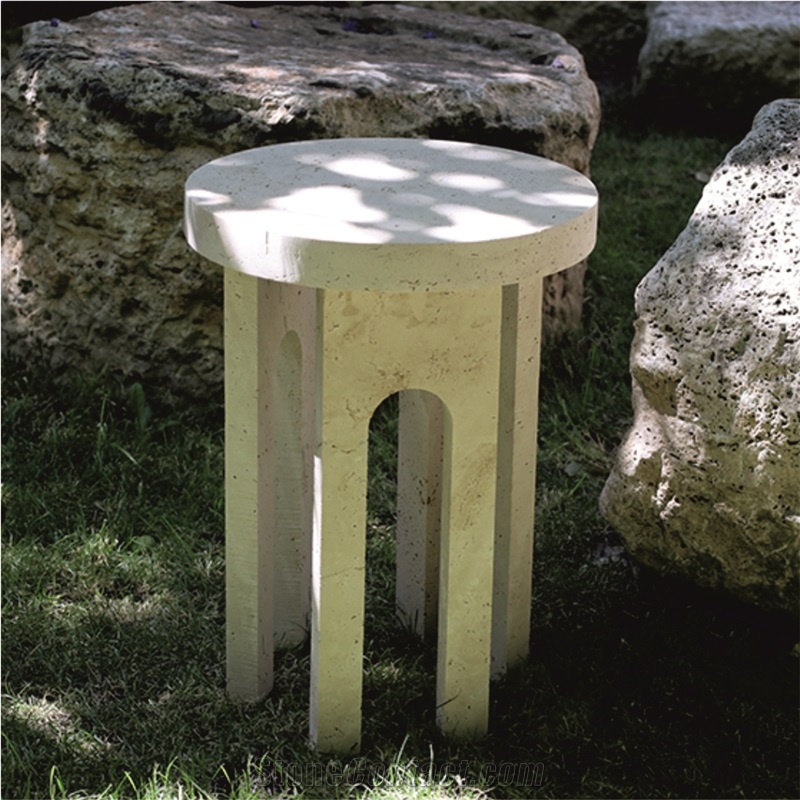 Travertine Round  Coffee Table