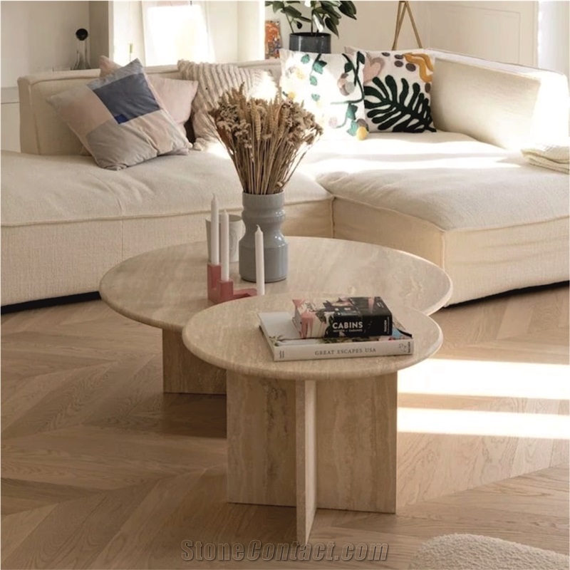 Travertine Round  Coffee Table