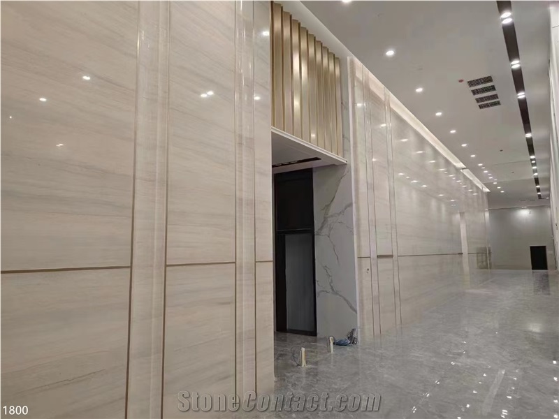 Ginkgo Wood Grain Marble Slabs Wooden Beige Stone Tile