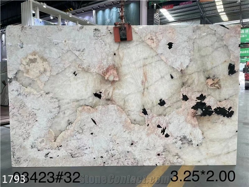 Pandora Granite Slabs Beige White Stone Wall Background Use