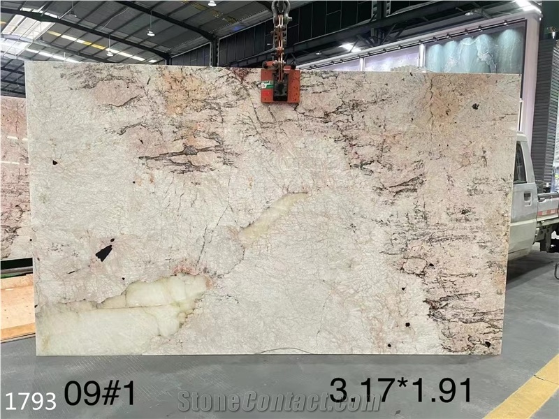 Pandora Granite Slabs Beige White Stone Wall Background Use