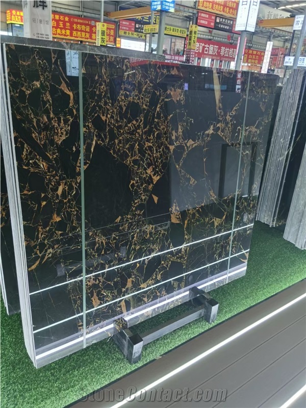 Rolan Golden Nero Portoro Marble Black Gold Flower Athens