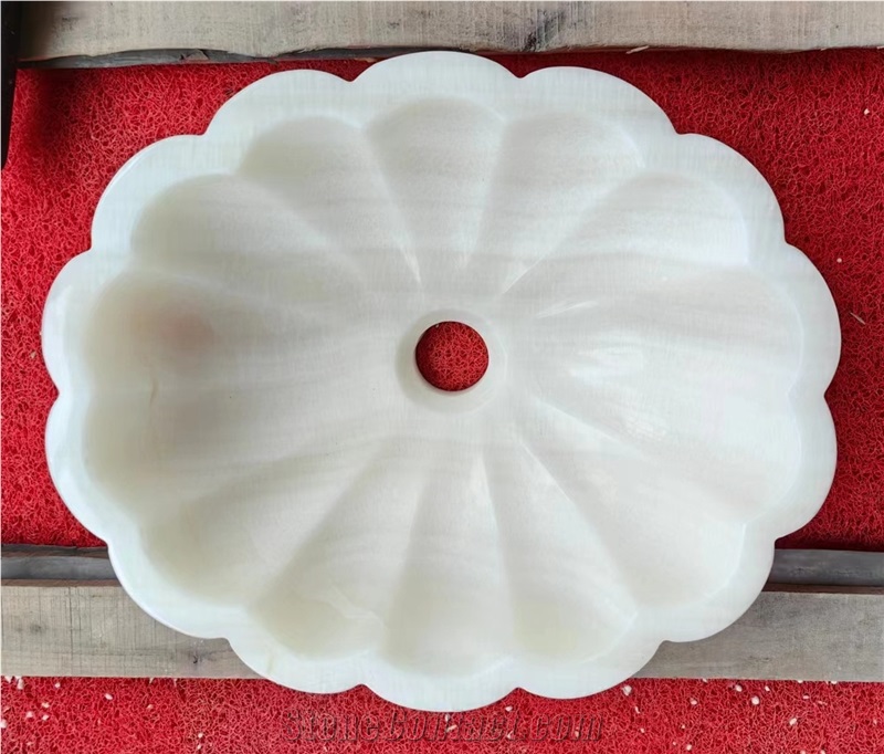 White Onyx Stone Sink With Shell Shape