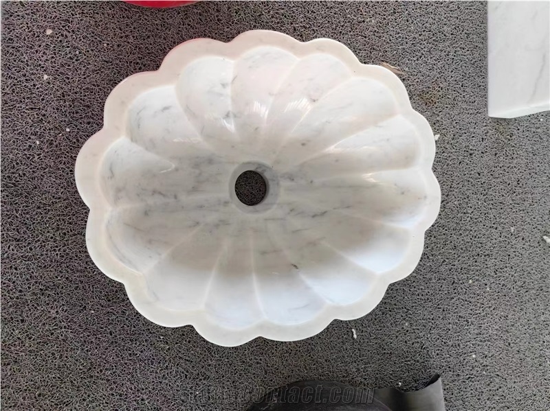 White Onyx Stone Sink With Shell Shape