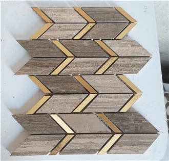 Brown Wooden Mosaic Tiles And Pattern