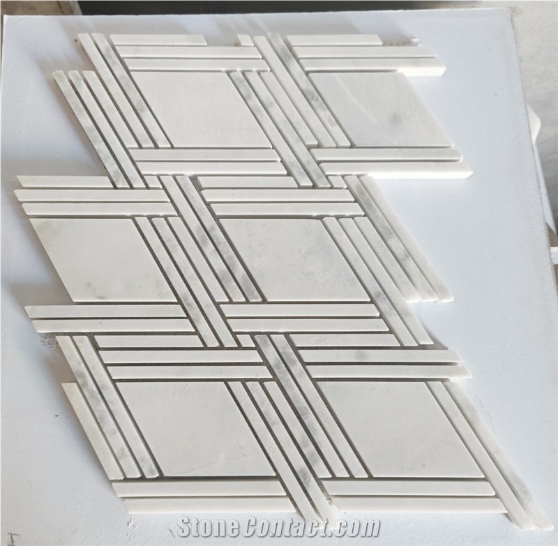 Brown Wooden Mosaic Tiles And Pattern