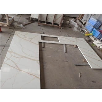 Calacatta Gold Quartz Stone Kitchen Countertop