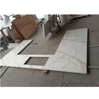 Calacatta Gold Quartz Stone Kitchen Countertop