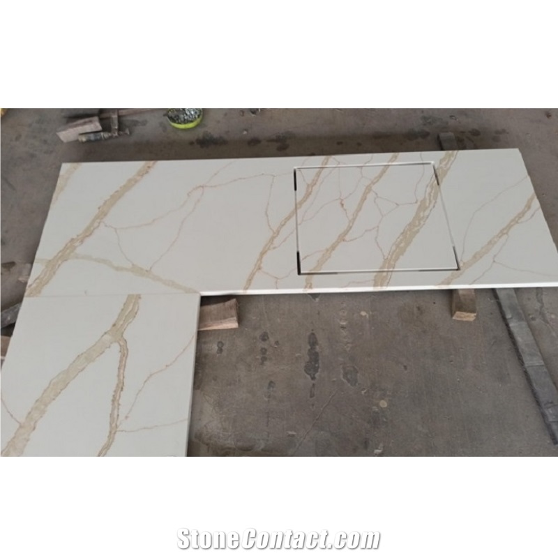 Calacatta Gold Quartz Stone Kitchen Countertop