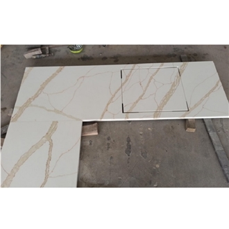 Calacatta Gold Quartz Stone Kitchen Countertop