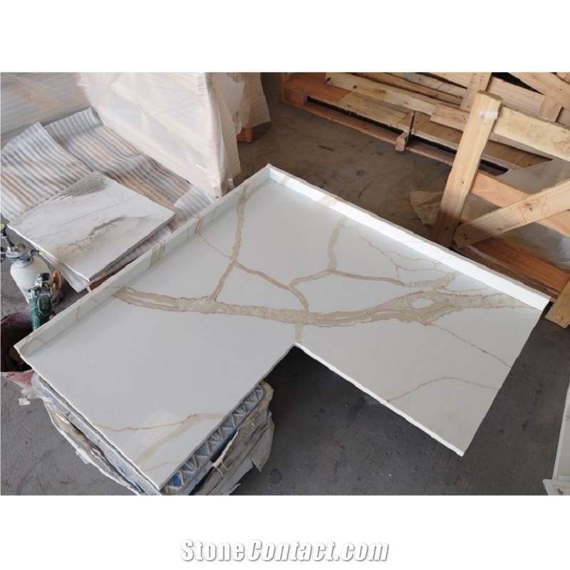 Calacatta Gold Quartz Stone Kitchen Countertop
