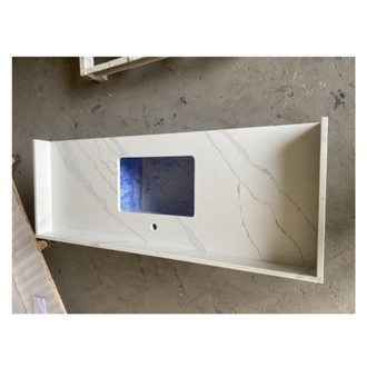 Calacatta Quartz White Artificial Stone Bathroom Countertops