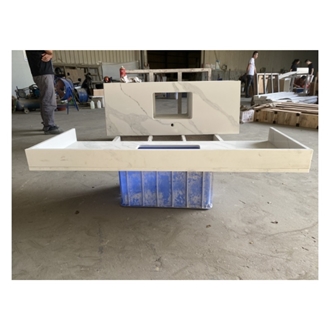 Calacatta Quartz White Artificial Stone Bathroom Countertops